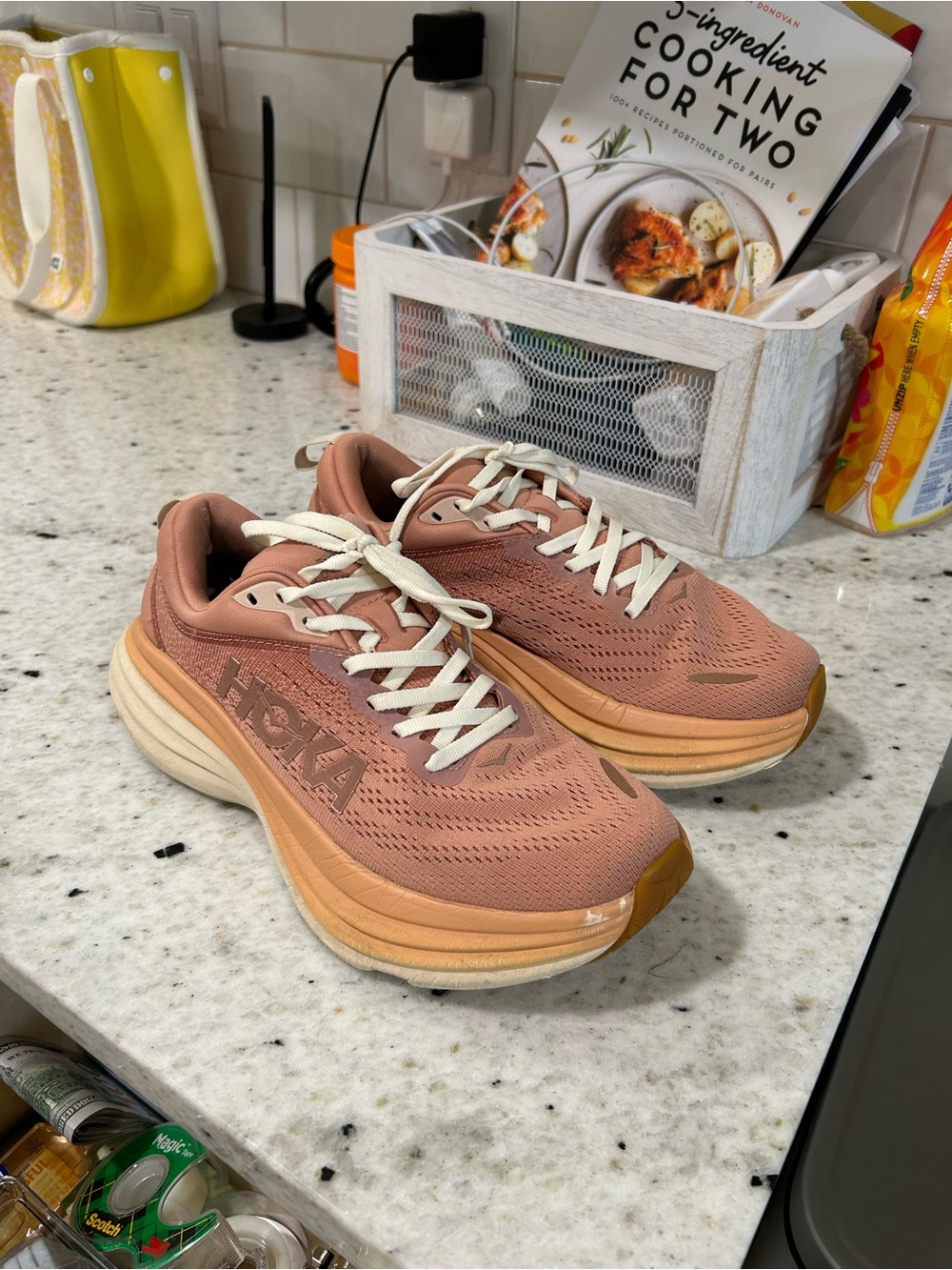 Hoka Women's Rose/Cream Athletic Running Shoes